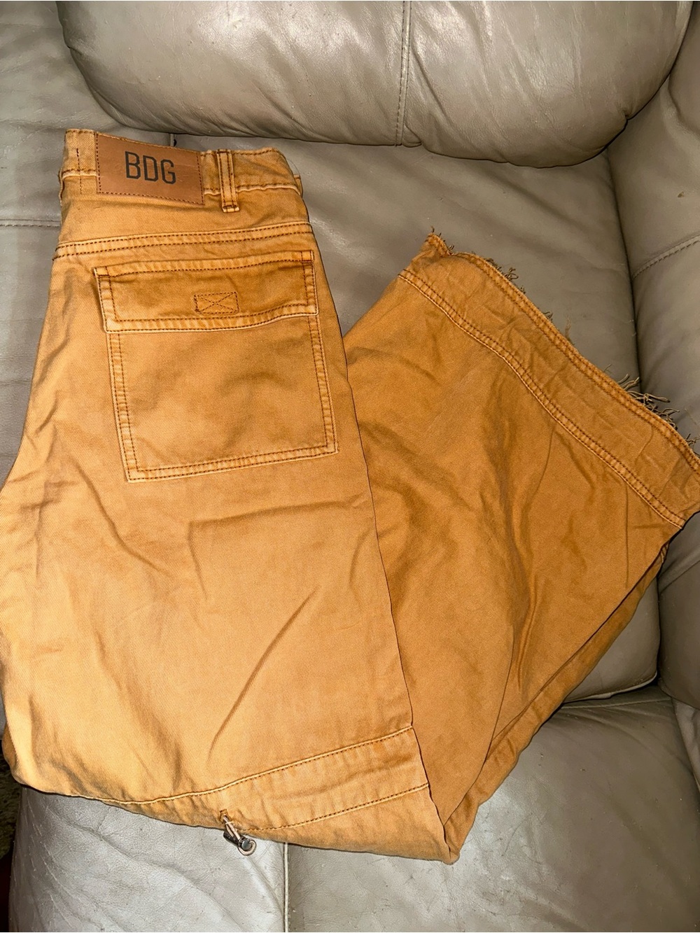 BDG Cargo Utility Extreme Wide Leg Jeans in Mustard Orange - Picture 5 of 10